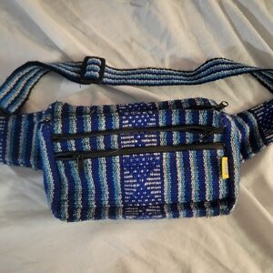Handcrafted Pinzon Blue Striped Belt Bag